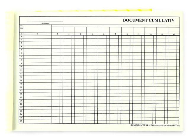 Document Cumulativ A4 Orizontal