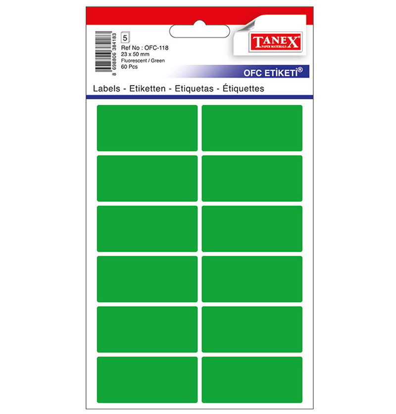 Etichete 23*50MM Colturi Rotunde Verzi 60/Set Tanex