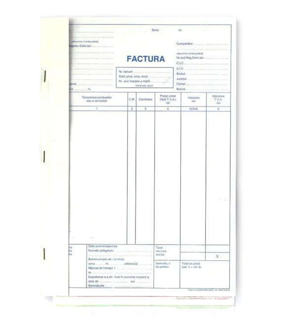Factura A4 3 Exemplare Autocopiativa Gold