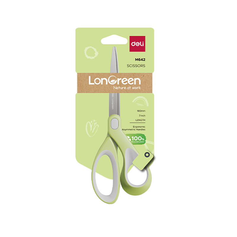 Foarfeca birou 18cm culori pastel longreen plastic reciclat deli [1]