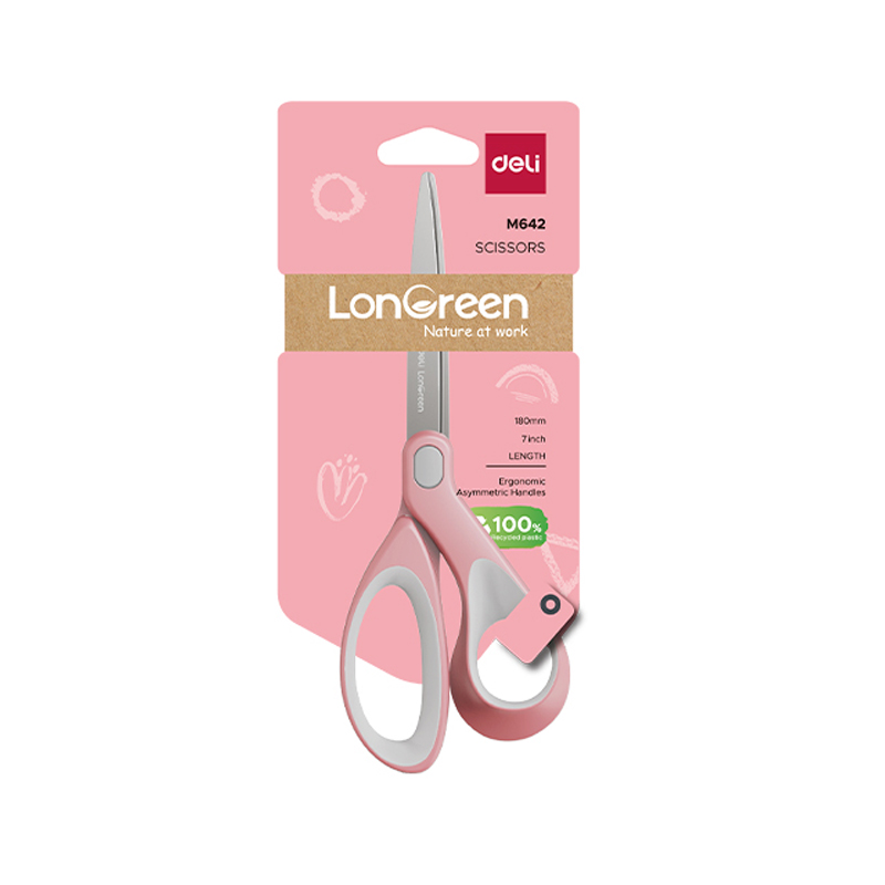 Foarfeca birou 18cm culori pastel longreen plastic reciclat deli [2]