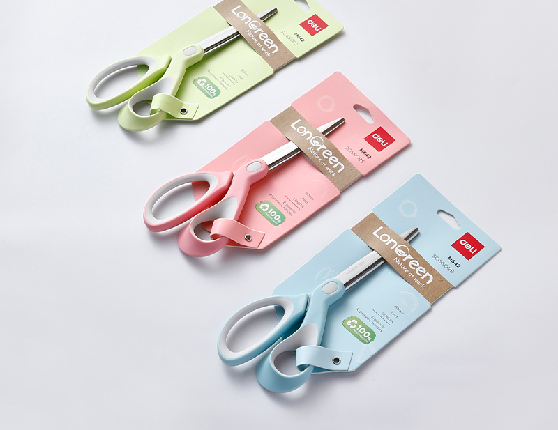 Foarfeca birou 18cm culori pastel longreen plastic reciclat deli [4]