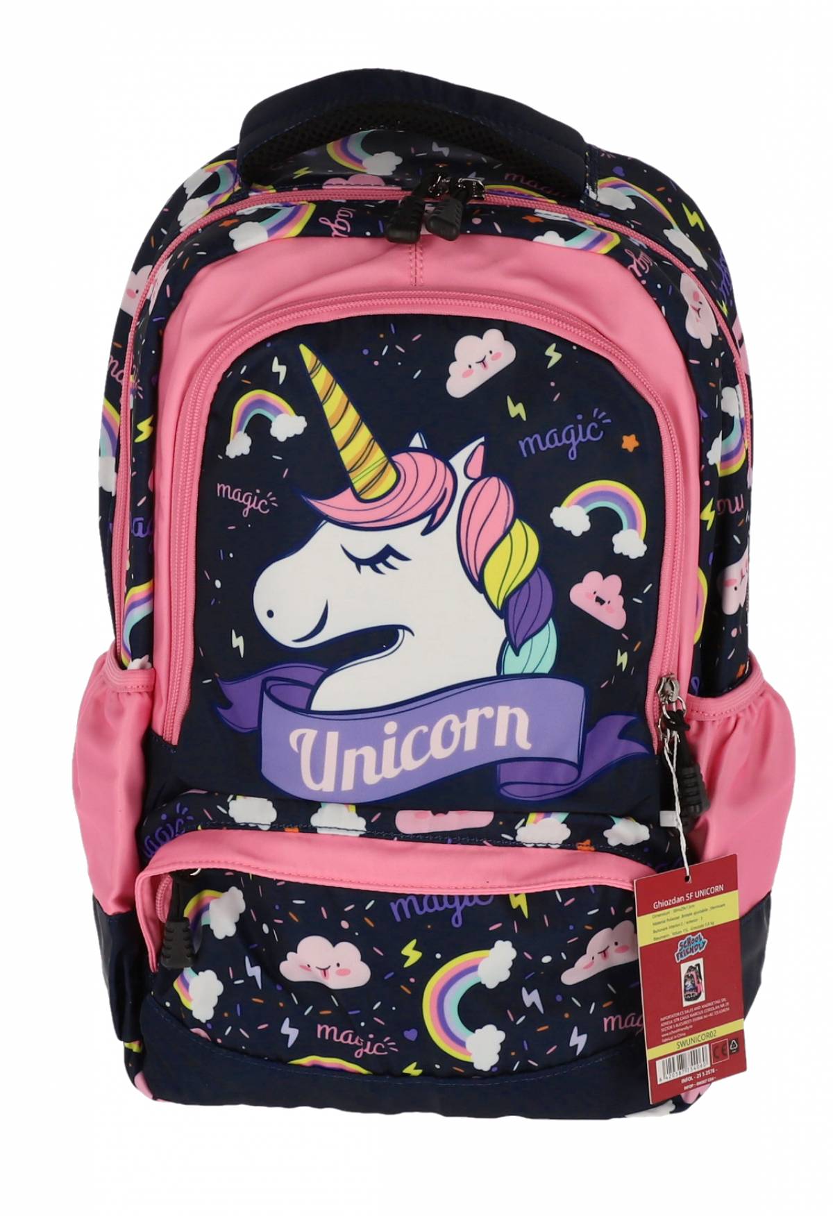 Ghiozdan Clasa 0 Unicorn Bleumarin 3 Fermoare Pigna