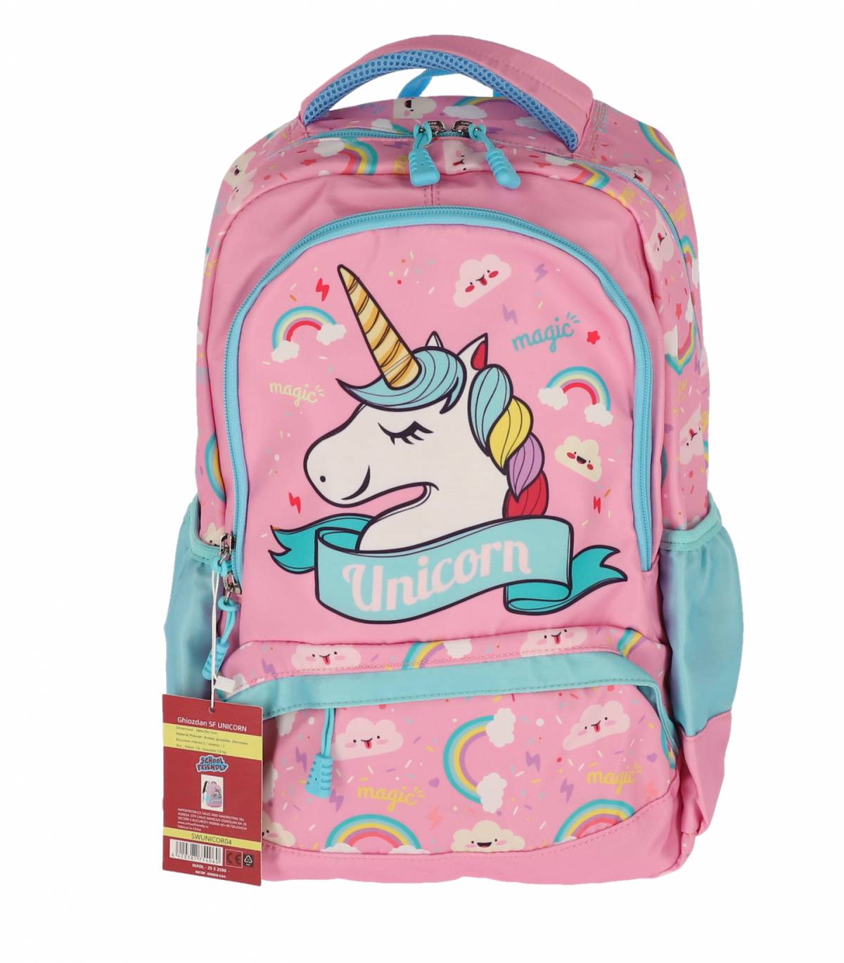 Ghiozdan Clasa 0 Unicorn Roz 3 Fermoare Pigna