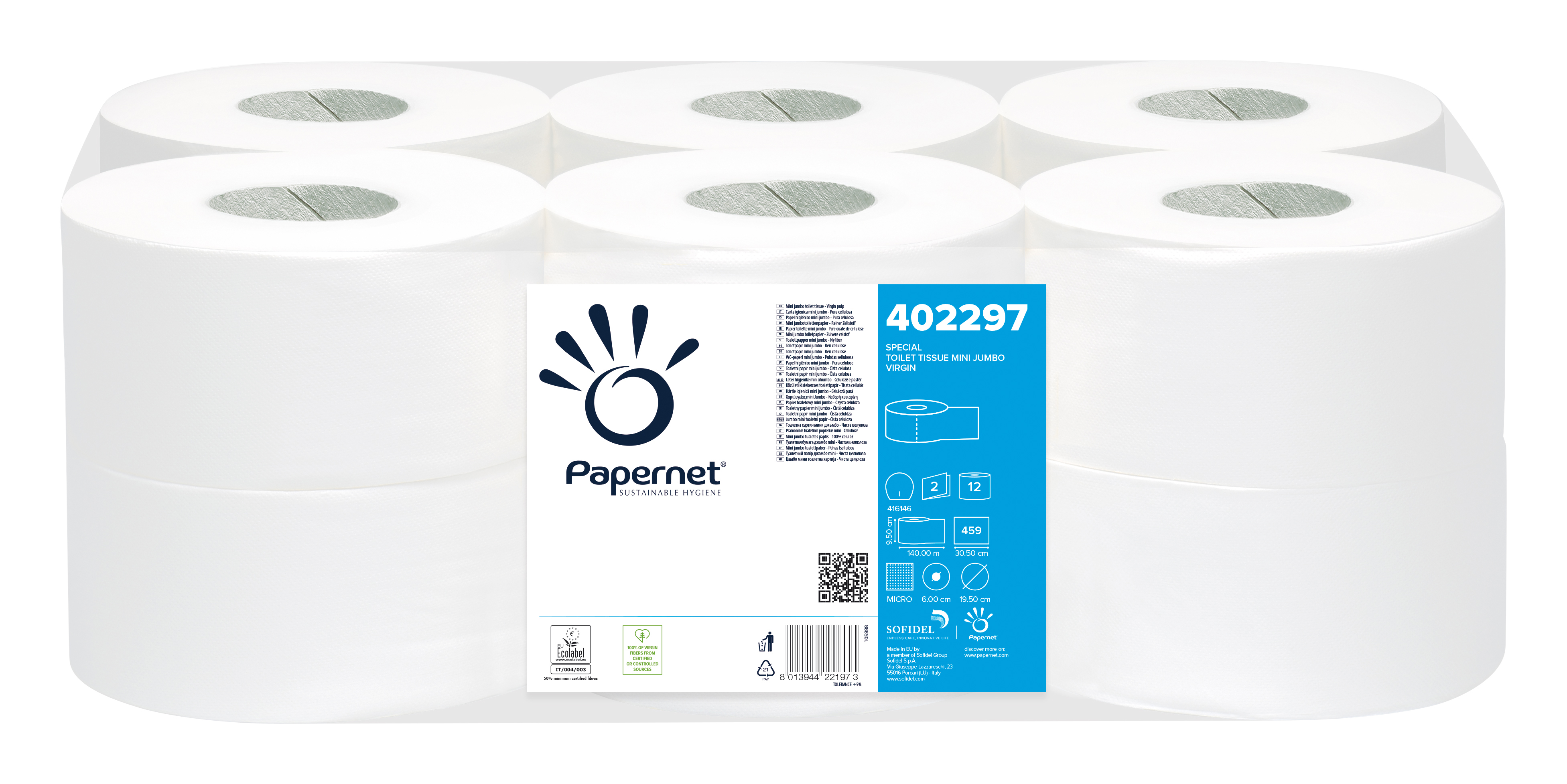 Hartie Igienica Mini Jumbo Alba Premium 2STR 140M 12/Set Papernet