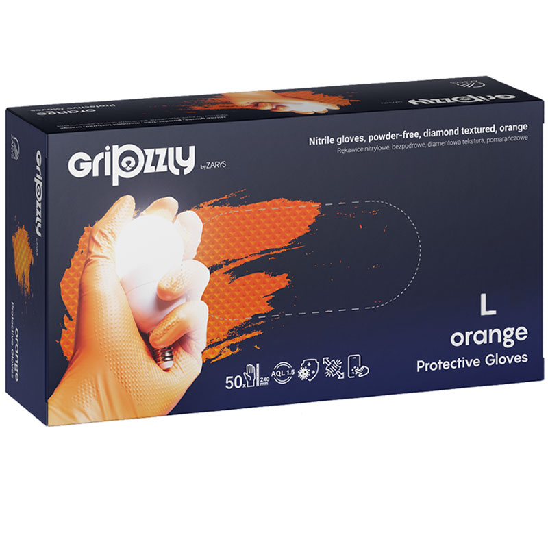 Manusi Nitril Cu Grip Orange L 50/Set Gripzzly