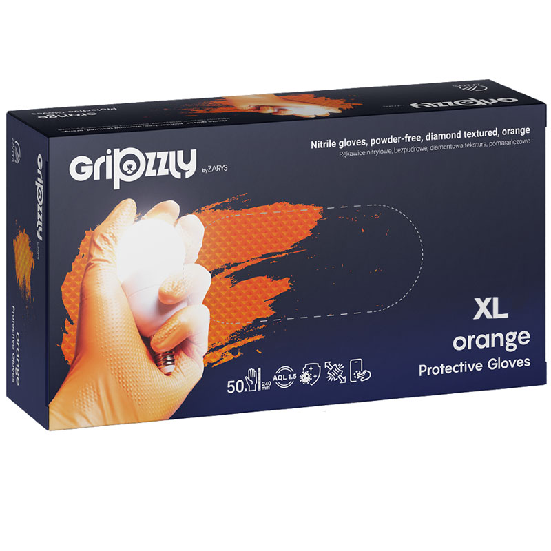 Manusi Nitril Cu Grip Orange Xl 50/Set Gripzzly