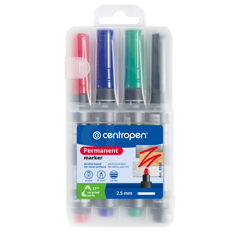 Marker Permanent 4/Set Varf Rotund 2.5MM 8566 Centropen