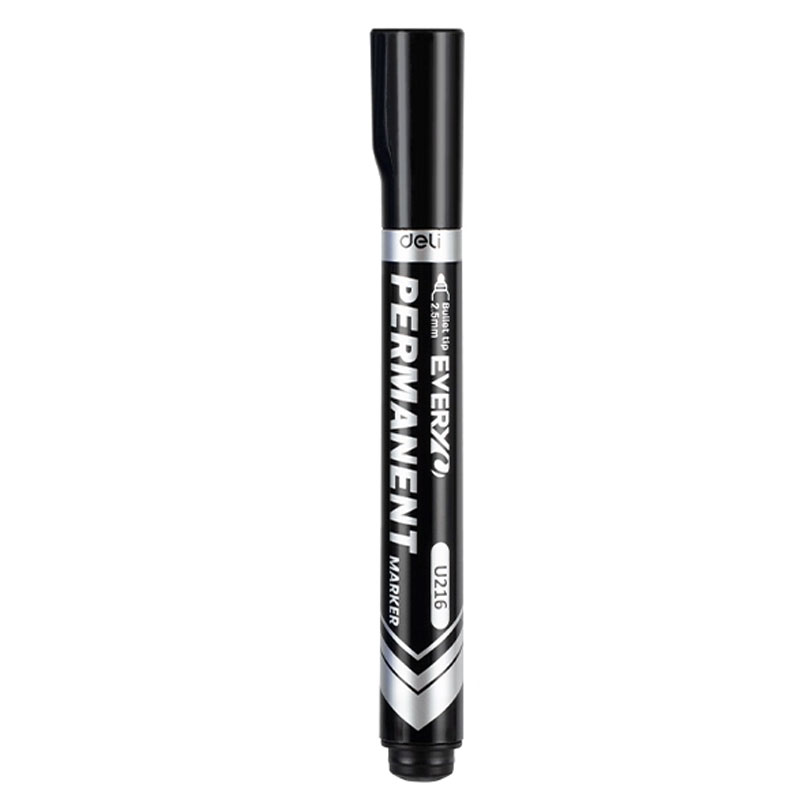 Marker Permanent Negru Varf Rotund 2.5MM Deli