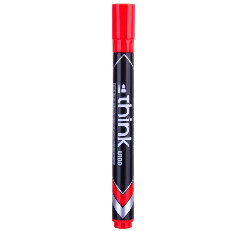 Marker Permanent Rosu Varf Rotund 1.5MM Deli