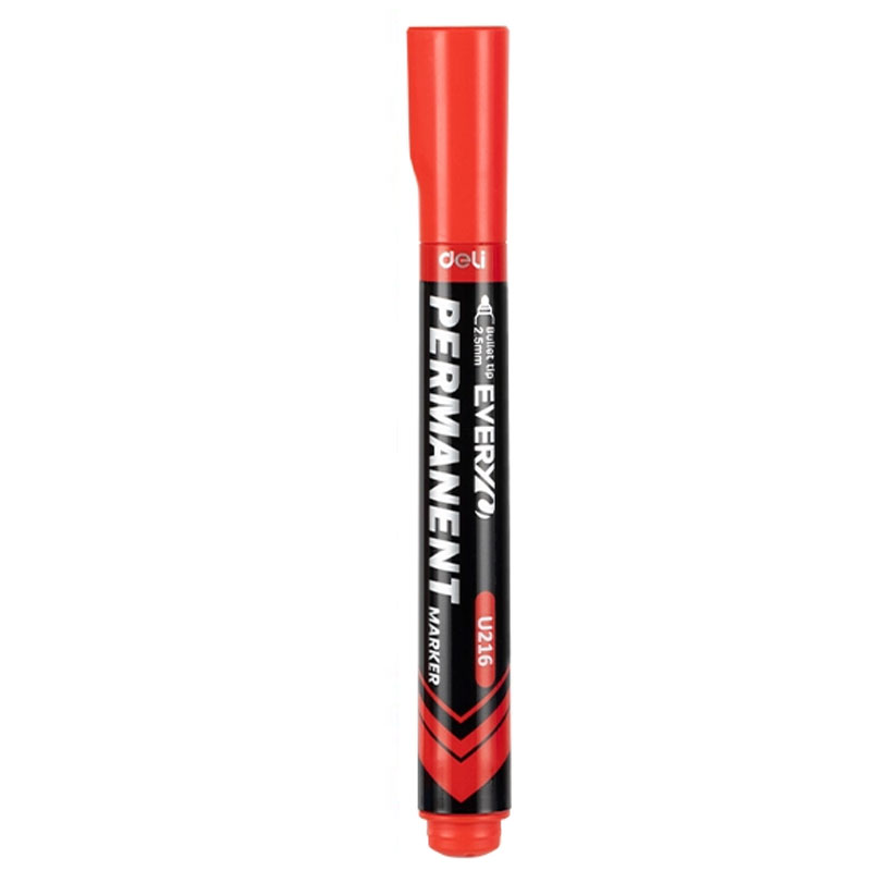 Marker Permanent Rosu Varf Rotund 2.5MM Deli