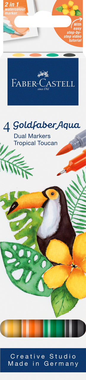 Marker Solubil 2 Capete Set 4 Bucati Tropical Collection Toucan Goldfaber Faber-castell