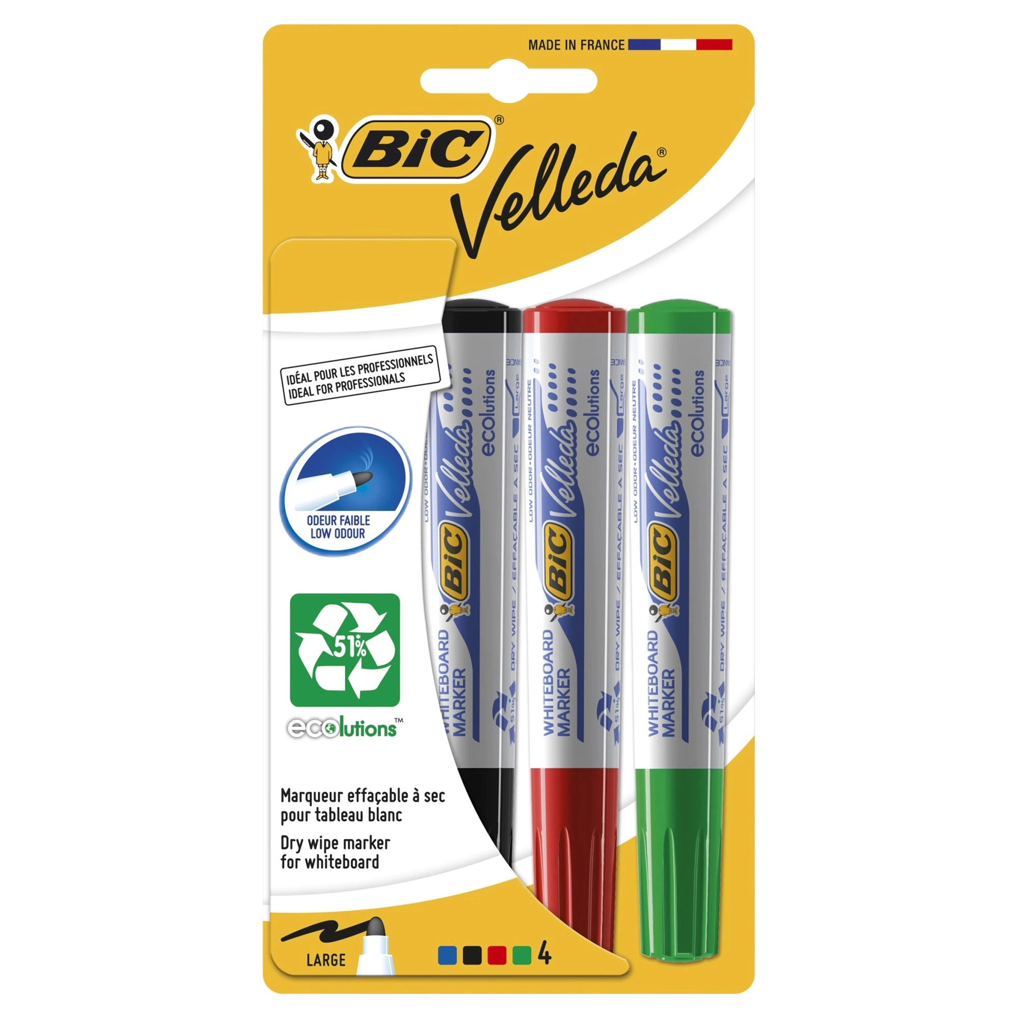 Marker Whiteboard 4/Set Velleda Varf Rotund 1701 Bic