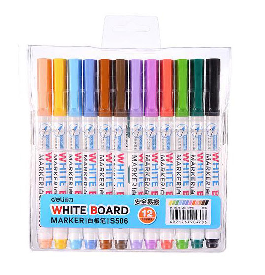 Marker Whiteboard Slim Set 12 Buc Deli