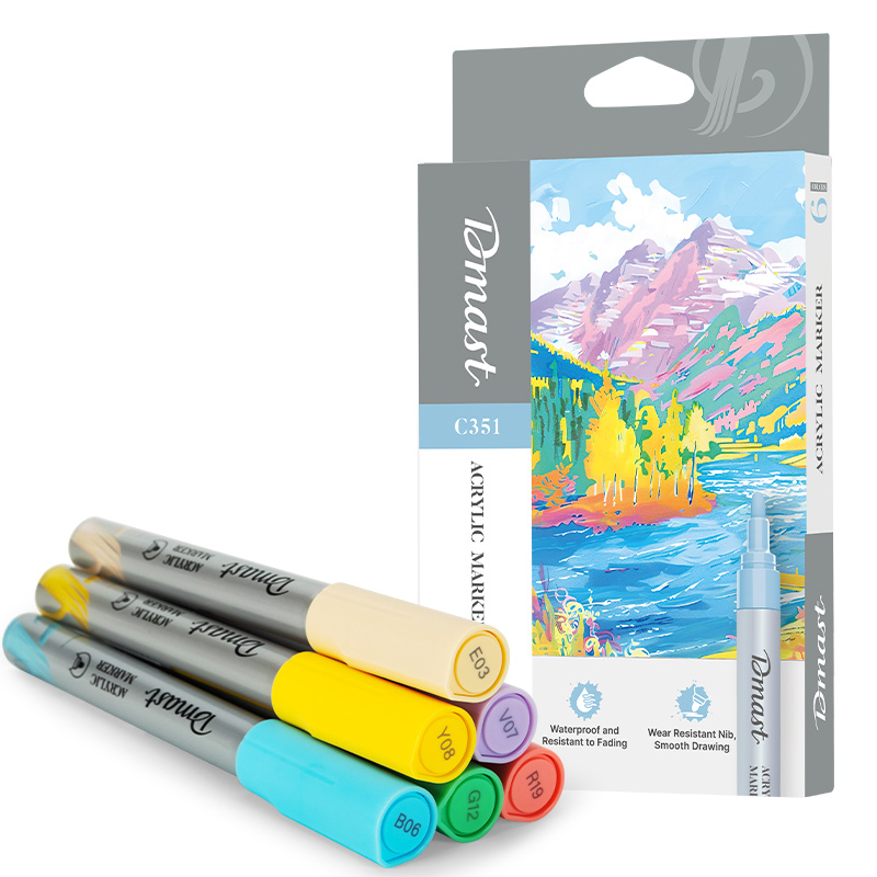 Markere Acrilice 2MM Culori Metalizate Pastel Set 6 Bucati Dmast By Pebeo