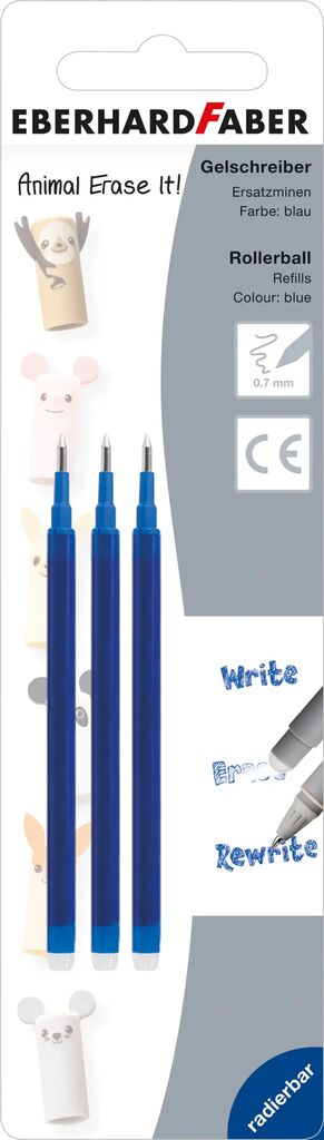Mina Roller 0.7 Mm Albastra 3/Set Erasable Eberhard Faber