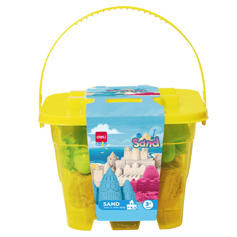 Nisip modelabil galetusa 500g + 6 forme modelaj galben deli