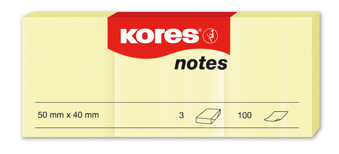 Notes Adeziv 40*50MM Galben Pal 3*100 File Kores