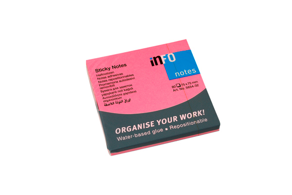 Notes Adeziv 75*75MM Roz Neon 80 File Global Notes