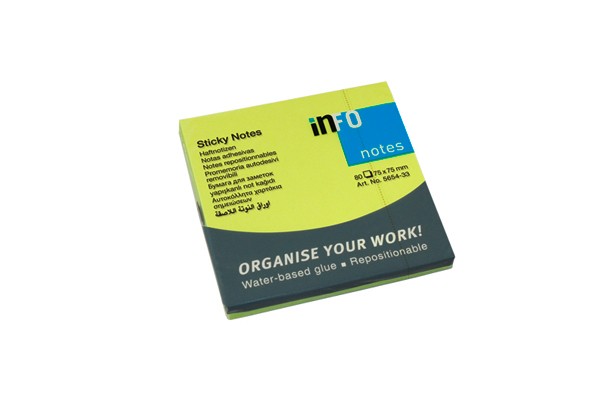 Notesuri - Notes adeziv 75 x 75 mm verde neon, 80 file Info Notes