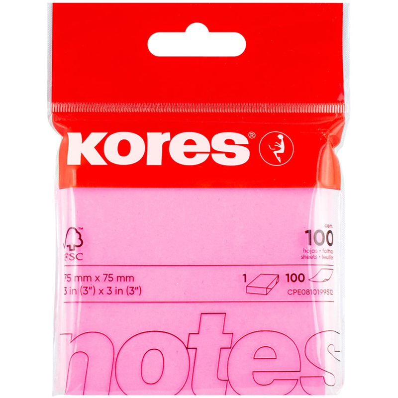 Notes Adeziv 75X75MM Magenta 100 File Kores