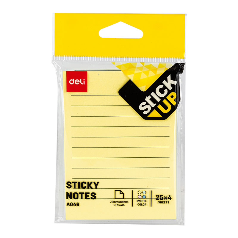 Notes Adeziv 76 X 101 Mm 4 X 25 File R-v-g-a Liniat Deli
