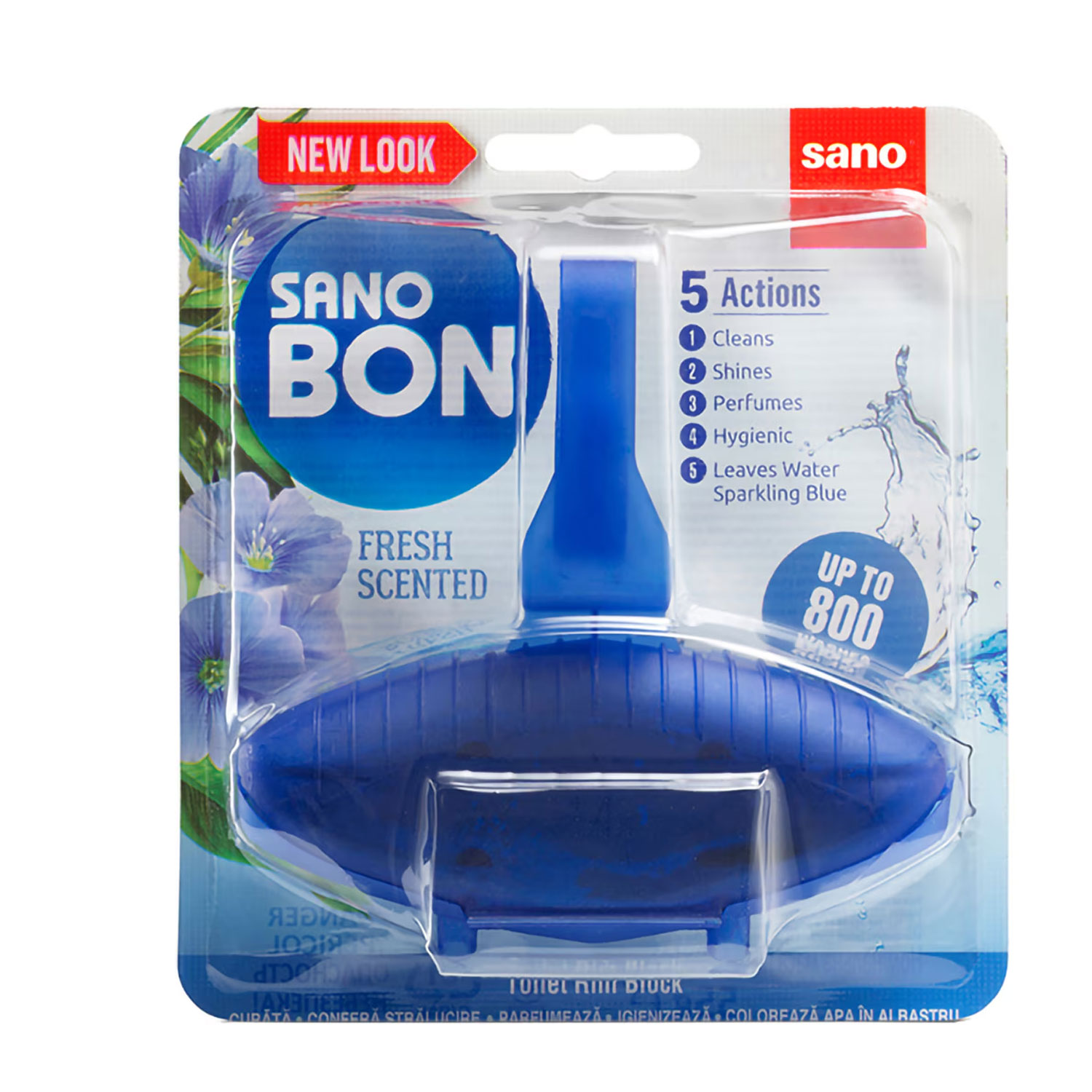 Odorizant Toaleta Cu Suport Blue 5IN1 55G Sano Bon