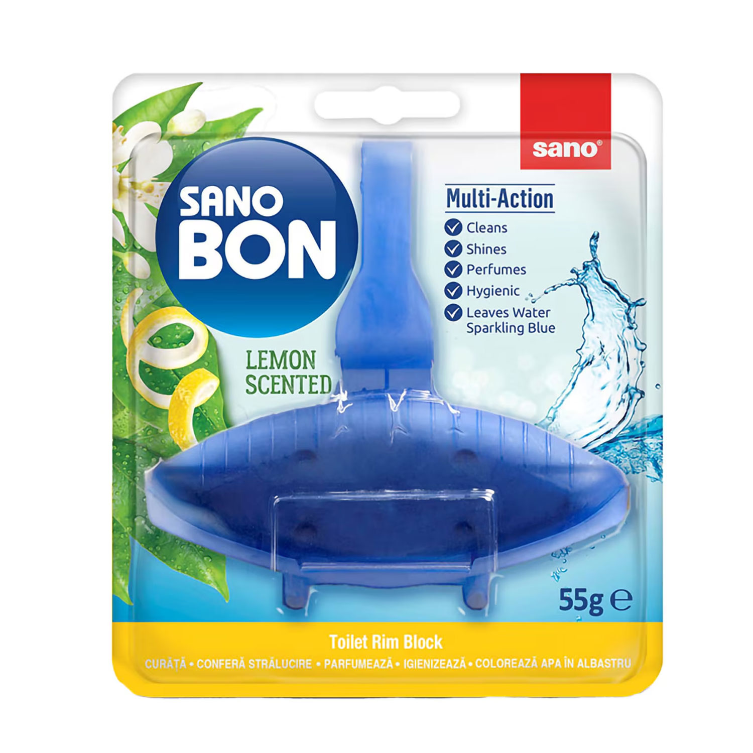 Odorizant Toaleta Cu Suport Lamaie 5IN1 55G Sano Bon