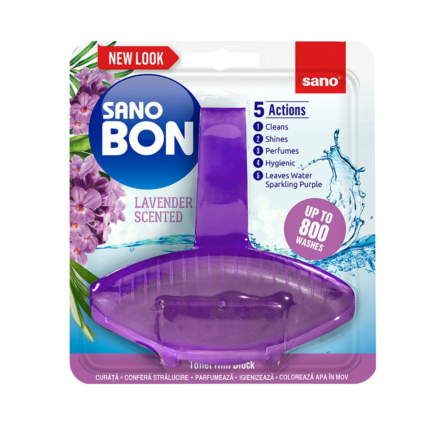 Odorizant Toaleta Cu Suport Lavanda 5IN1 55G Sano Bon