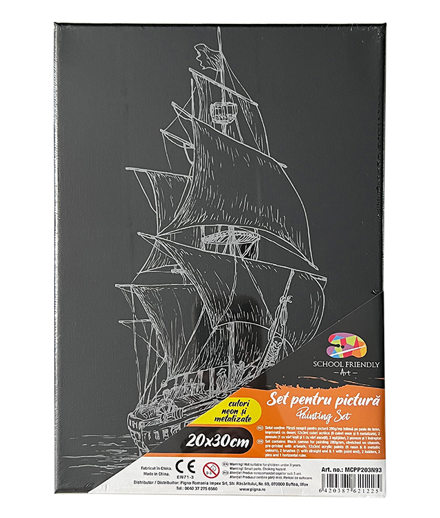 Panza Predesenata Pe Sasiu Neagra 20*30CM Corabie Sf Art Pigna
