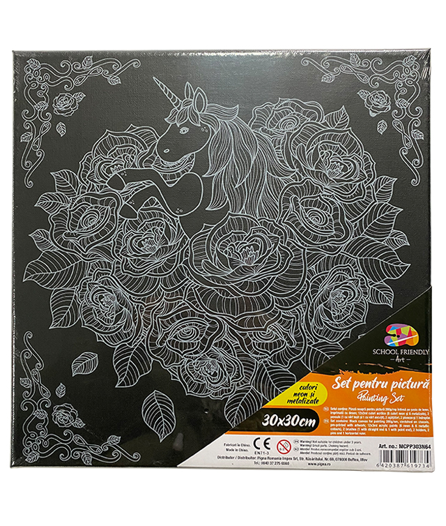 Panza Predesenata Pe Sasiu Neagra 30 X 30 Cm Unicorn Sf Art Pigna