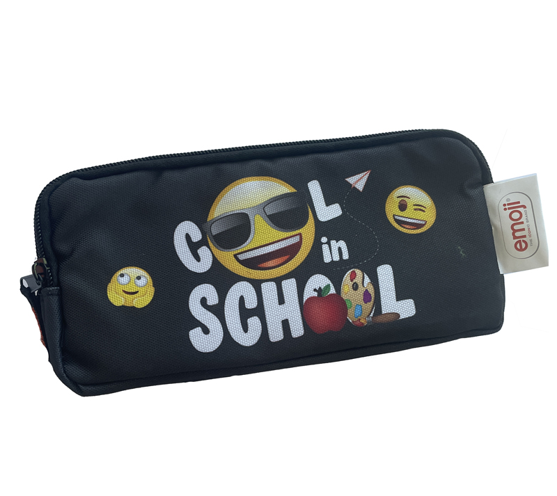 Penar Etui Dreptunghiular 3 Fermoare Negru School Emoji Pigna