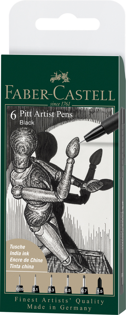 Pitt Artist Pen Set 6 Buc 0.05, 0.1, 0.3, 0.5, 0.7, 0.15 Faber-castell