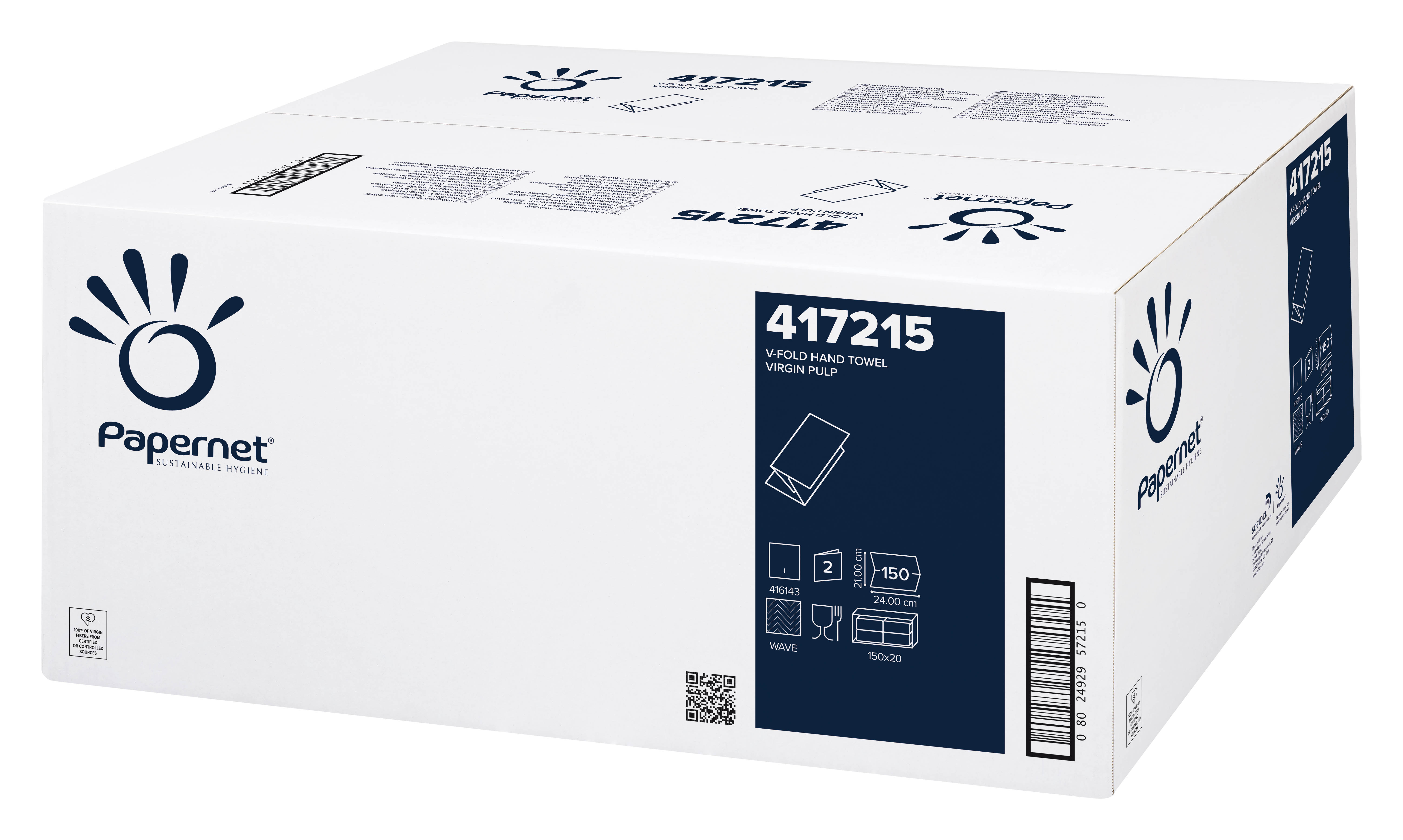 Prosoape Hartie Albe In V 2STR 150/Set Papernet
