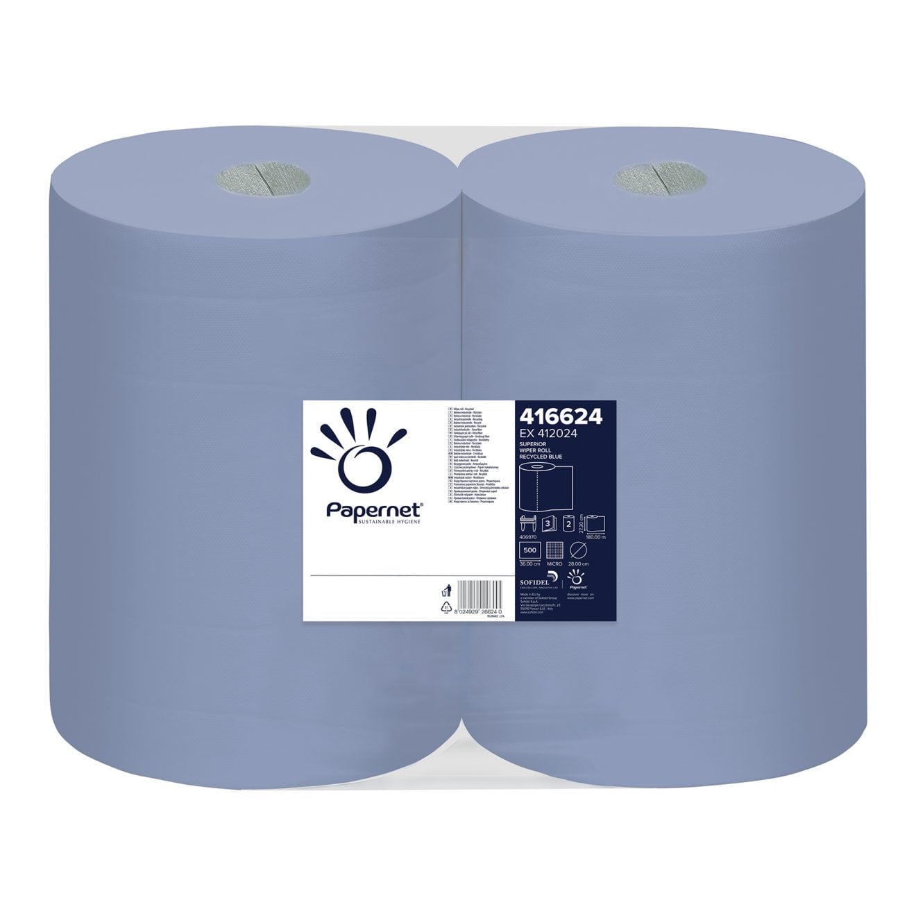 Prosop Hartie Industrial Albastru 3STR 180M 2/Set Papernet