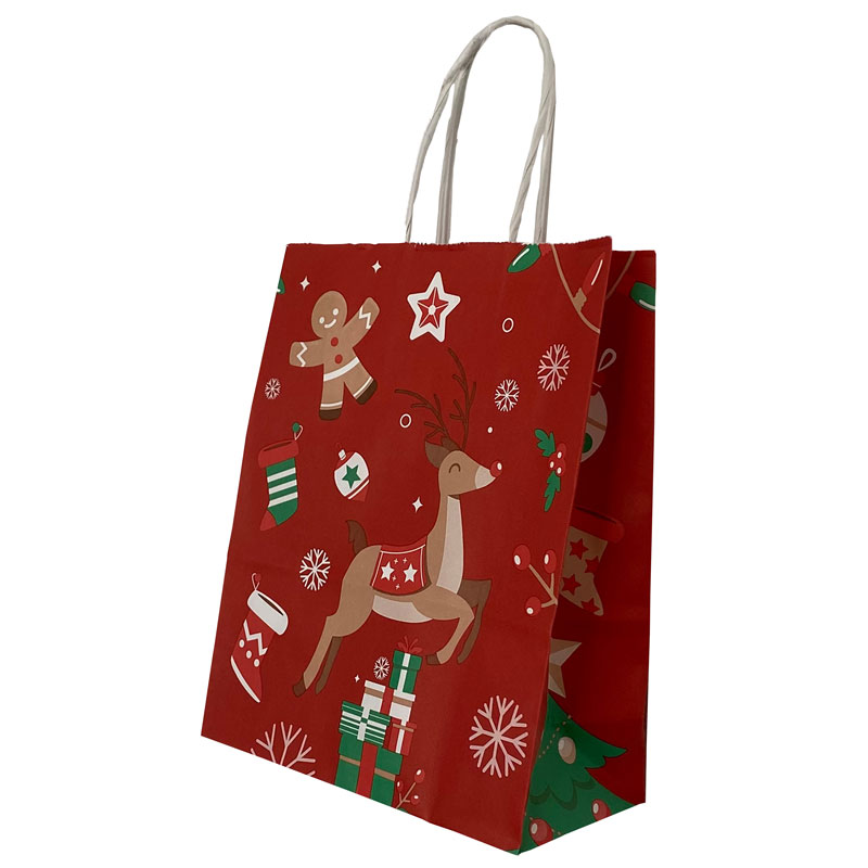 Punga Hartie Maner Rasucit 32 X 12 X 41 Cm Rosu/Alb Cerb Craciun Papiroti