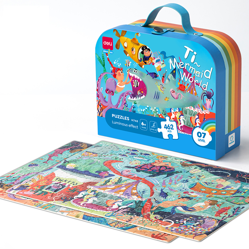 Puzzle geanta cadou 462 piese efect luminos lumea marina 6+ deli
