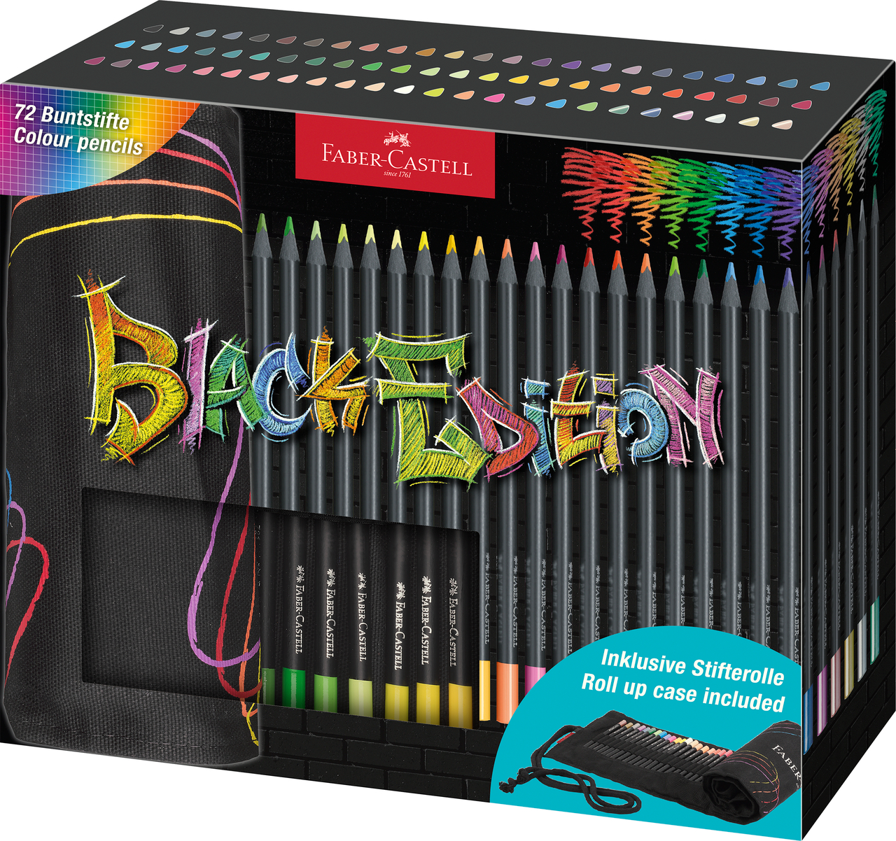 Rollup 72 Creioane Colorate Black Edition Faber-castell