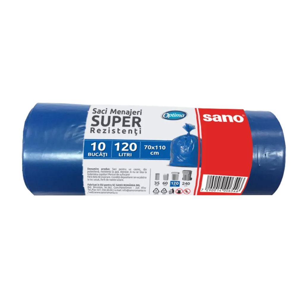 Saci Menajeri 120L 10/Rola Albastri Sano Optima