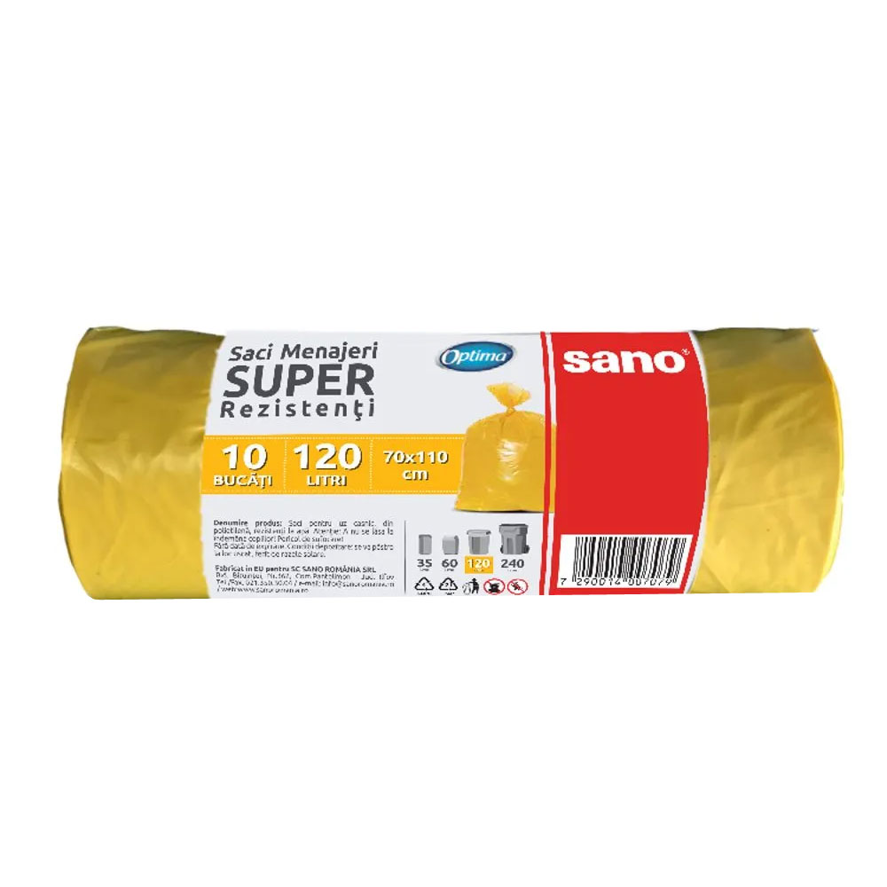 Saci Menajeri 120L 10/Rola Galbeni Sano Optima