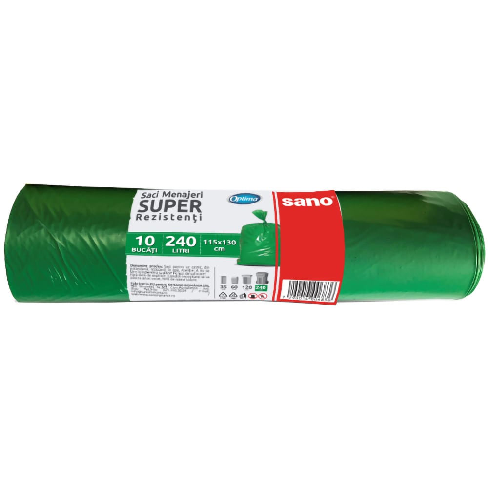 Saci Menajeri 240L 10/Rola Verzi Sano Optima