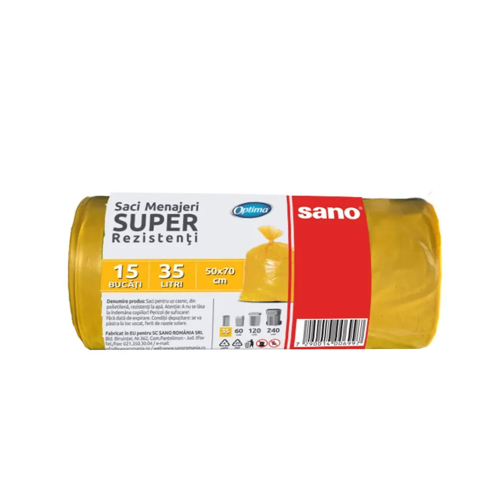 Saci Menajeri 35L 15/Rola Galbeni Sano Optima