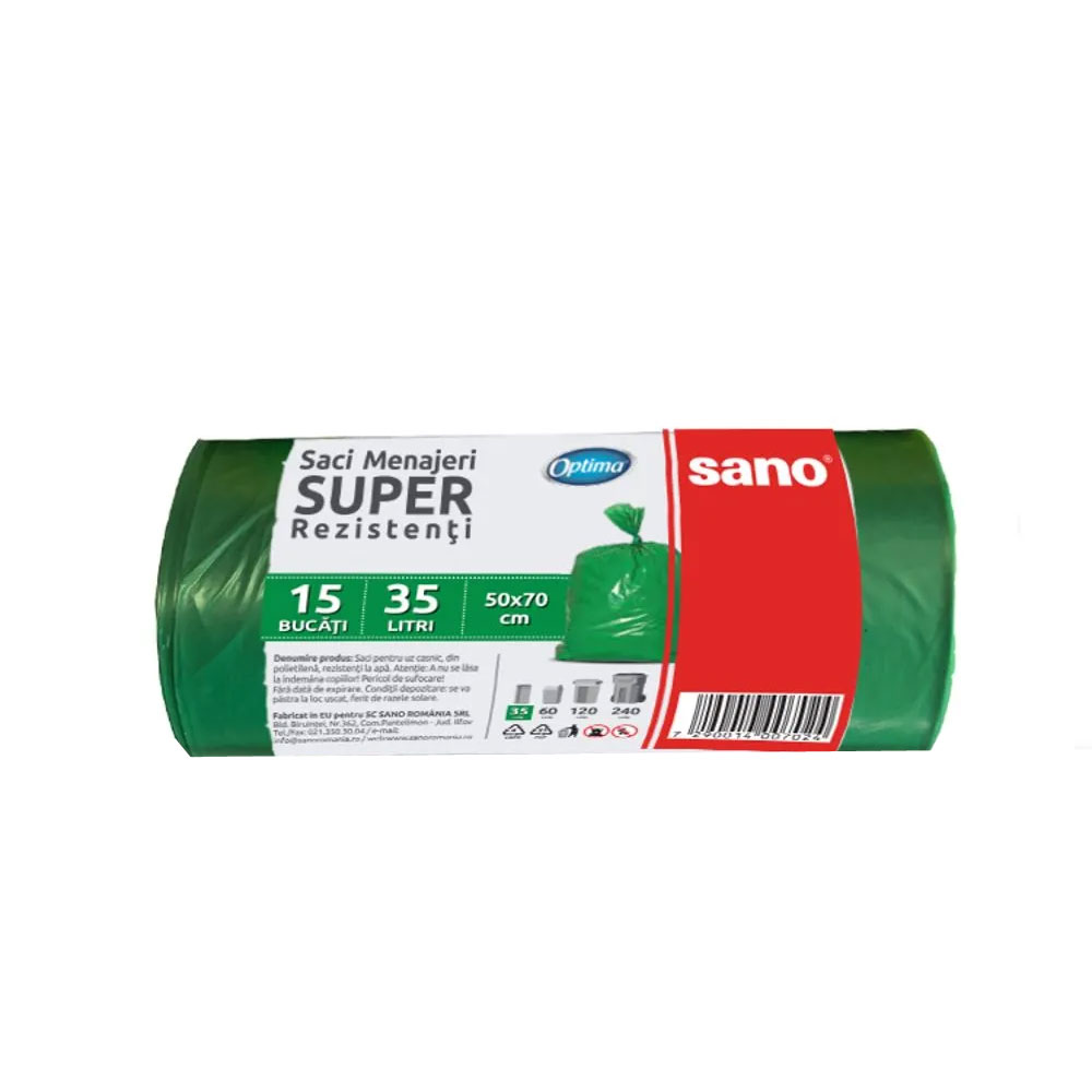 Saci Menajeri 35L 15/Rola Verzi Sano Optima
