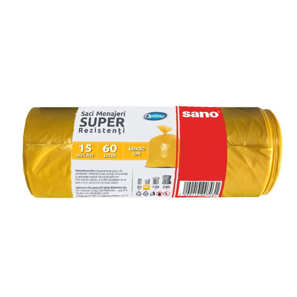 Saci Menajeri 60L 15/Rola Galbeni Sano Optima