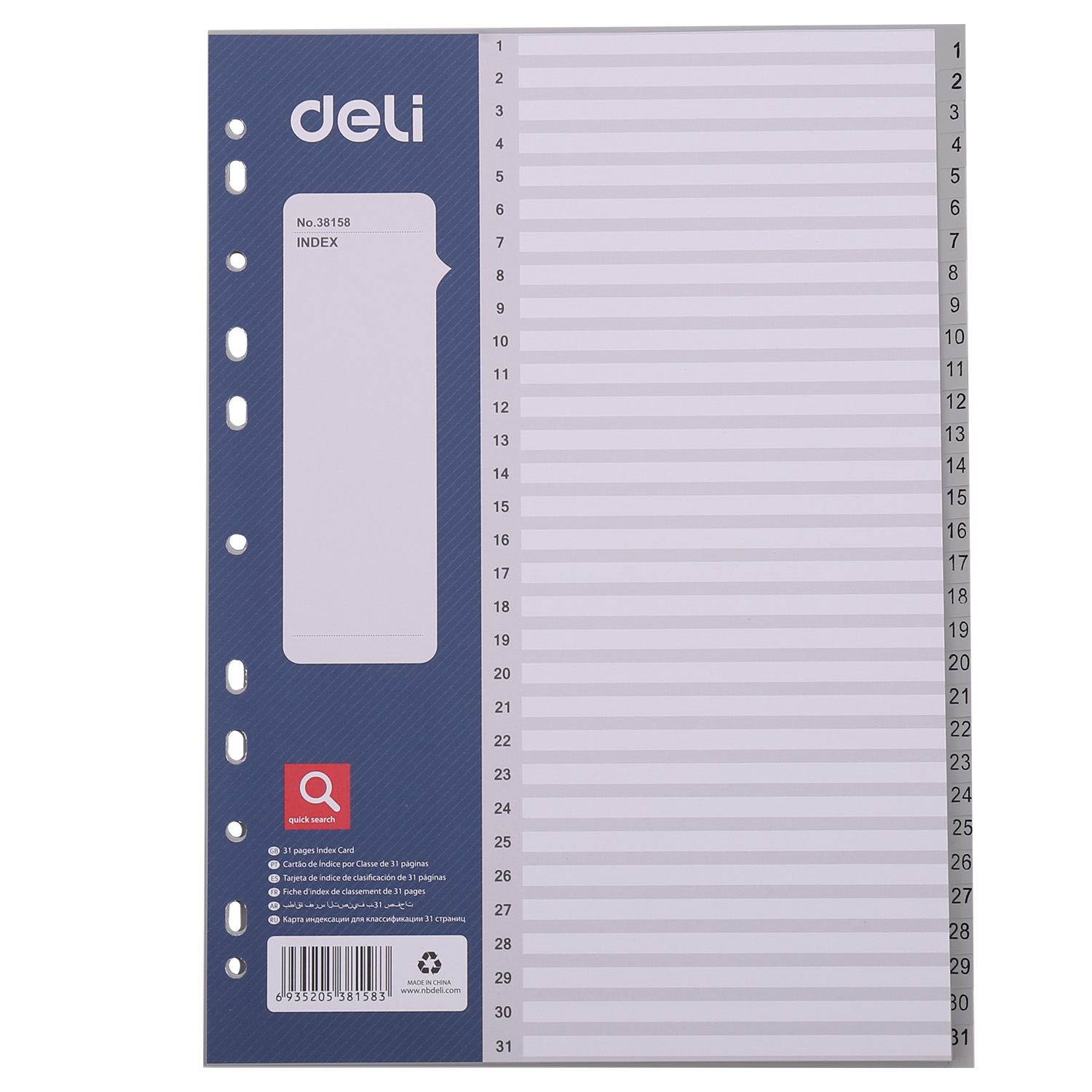 Separatoare Index Plastic 1-31 Deli