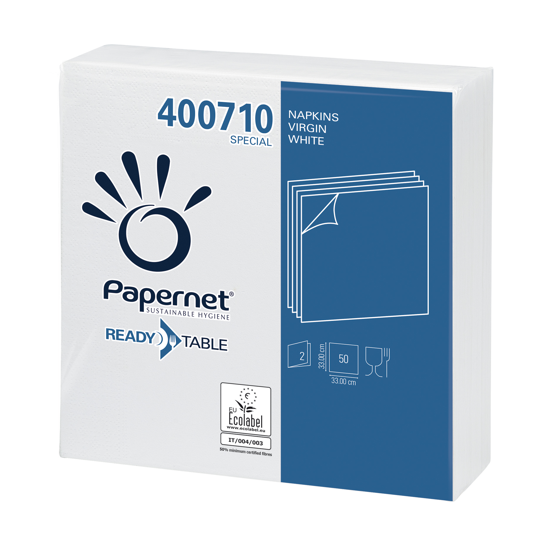 Servetele De Masa Albe 2STR 33X33CM 50/Set Papernet