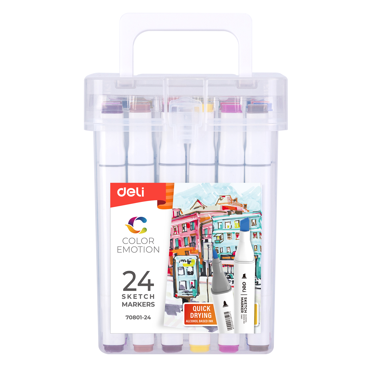 Set 24 Markere Sketching Varf Dublu 1MM/7MM Cut Plastic Deli