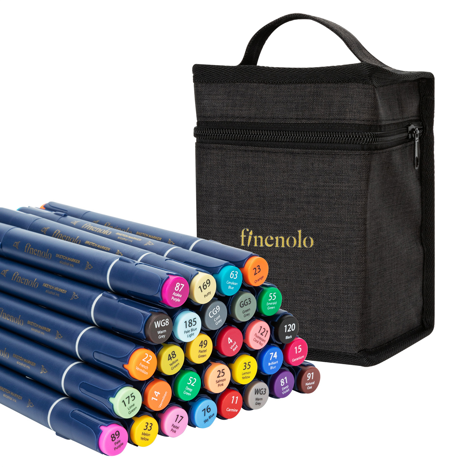 Set 30 Markere Sketching Varf Dublu Rotund/Tesit Husa Textila Deli