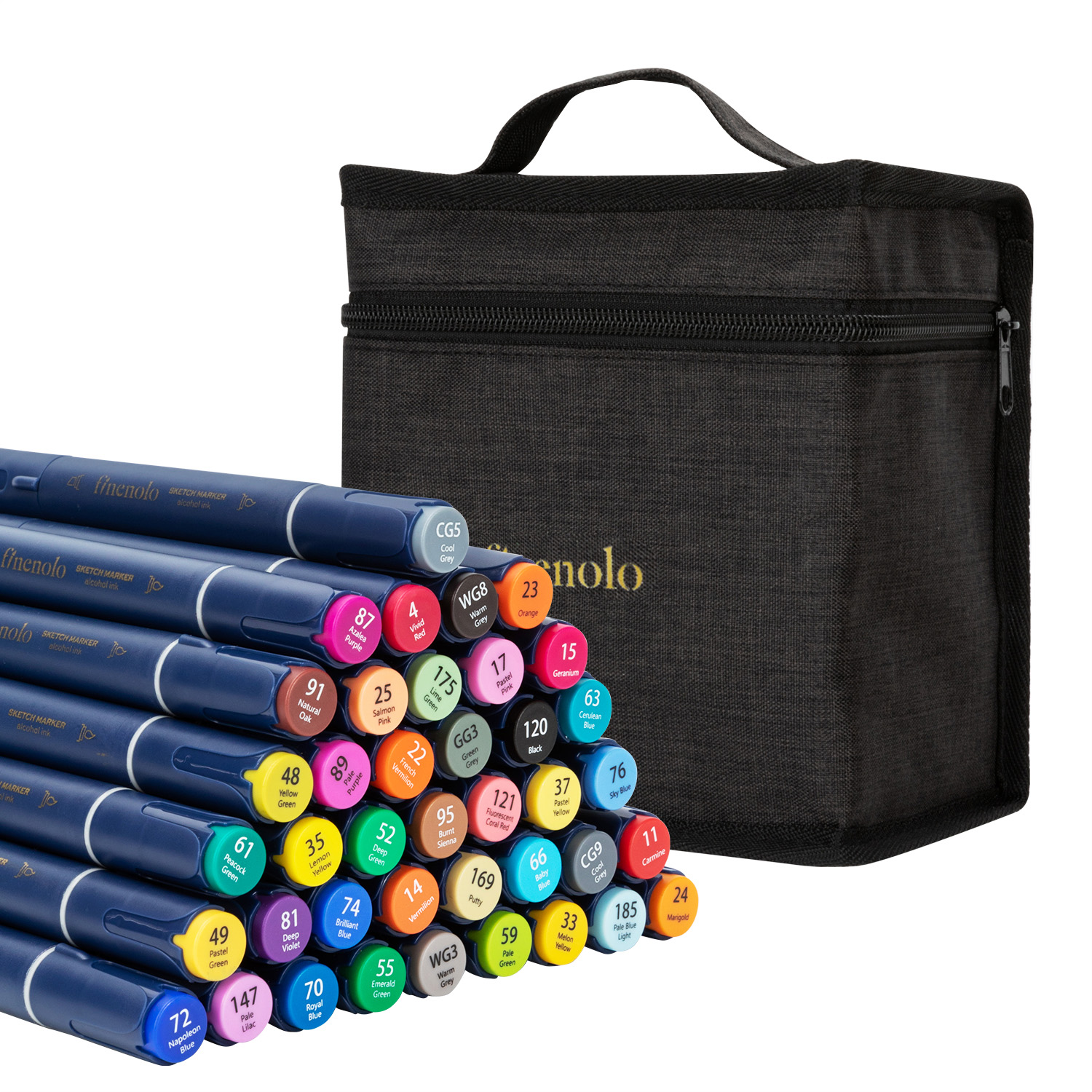 Set 40 Markere Sketching Varf Dublu Rotund/Tesit Husa Textila Deli