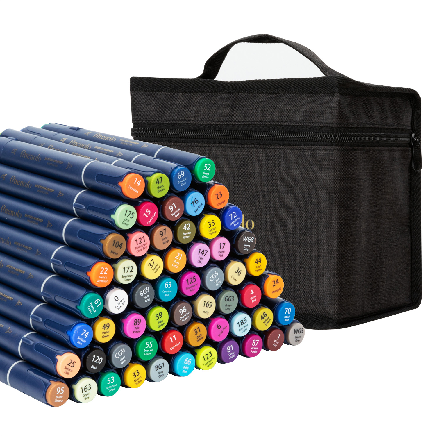 Set 60 Markere Sketching Varf Dublu Rotund/Tesit Husa Textila Deli